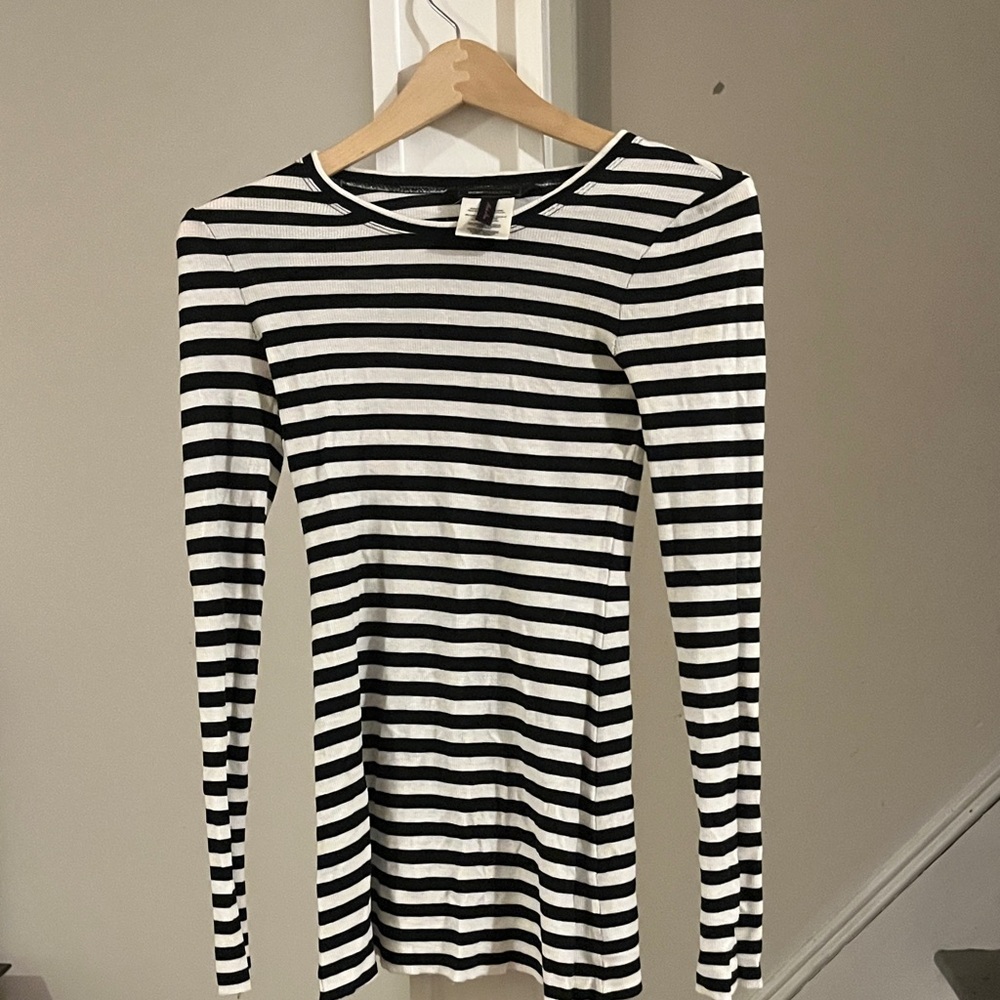 BCBGMaxAzria Black and White Long Sleeve Dress
